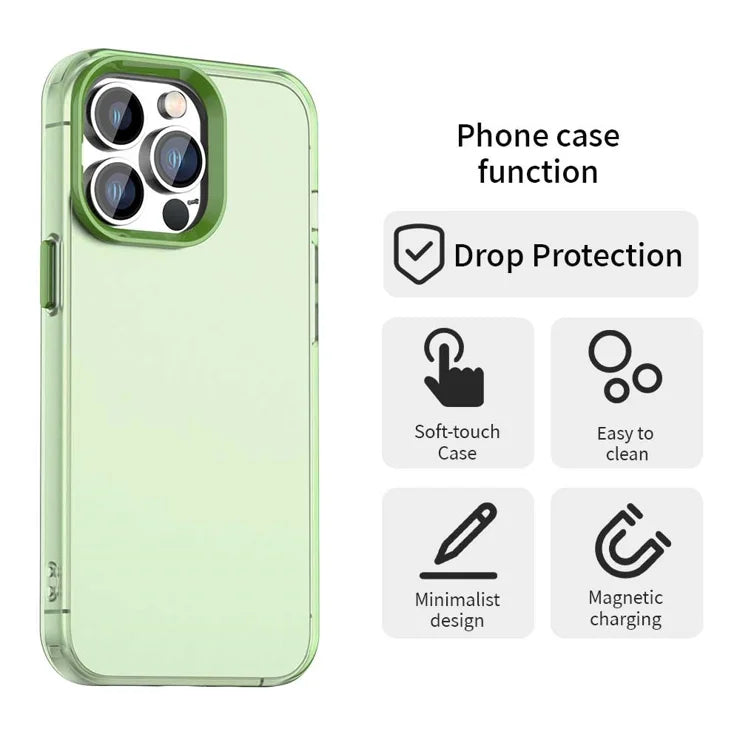 iPhone 13 Pro Max Case PC+TPU+PET Matte Anti-Drop Phone Back Cover - Green