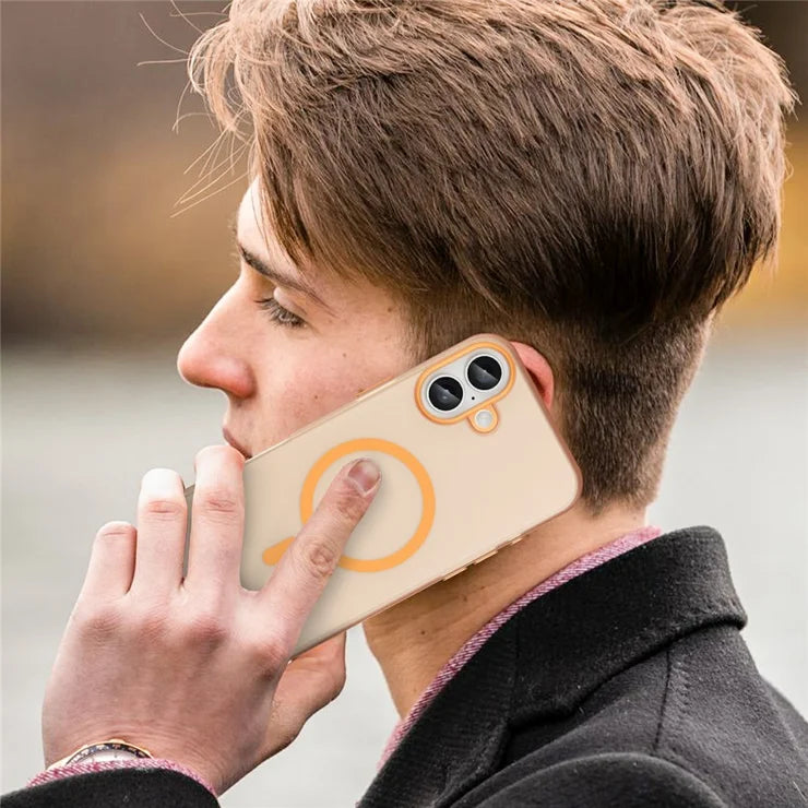 iPhone 16 Plus Case Compatible with MagSafe TPU + PC Slim Matte Translucent Phone Cover - Orange
