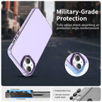iPhone 15 Case PC+TPU+PET Matte Anti-Drop Phone Back Cover - Purple