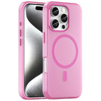 iPhone 16 Pro Case Compatible with MagSafe TPU + PC Slim Matte Translucent Phone Cover - Pink