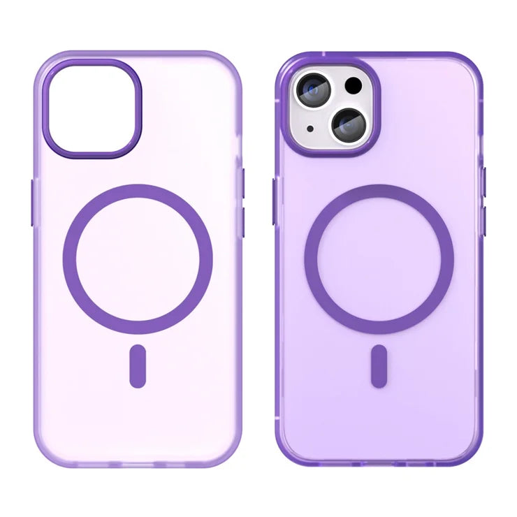 iPhone 14 Translucent Phone Case Matte Design Compatible with MagSafe Wireless Charging - Dark Purple