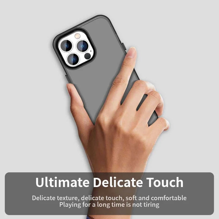 iPhone 15 Pro Case PC+TPU+PET Matte Anti-Drop Phone Back Cover - Black