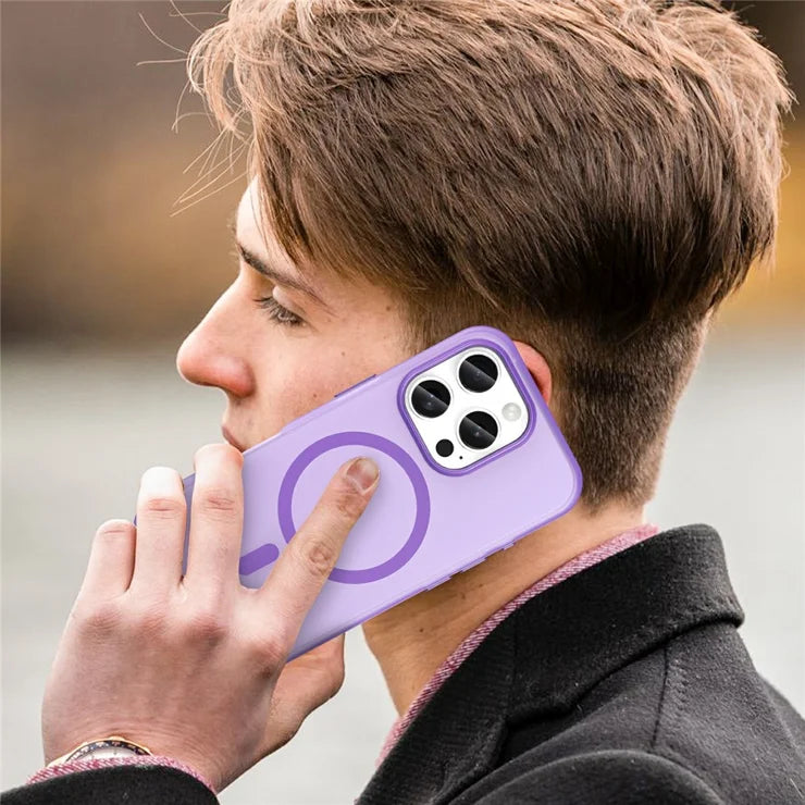 iPhone 16 Pro Case Compatible with MagSafe TPU + PC Slim Matte Translucent Phone Cover - Dark Purple