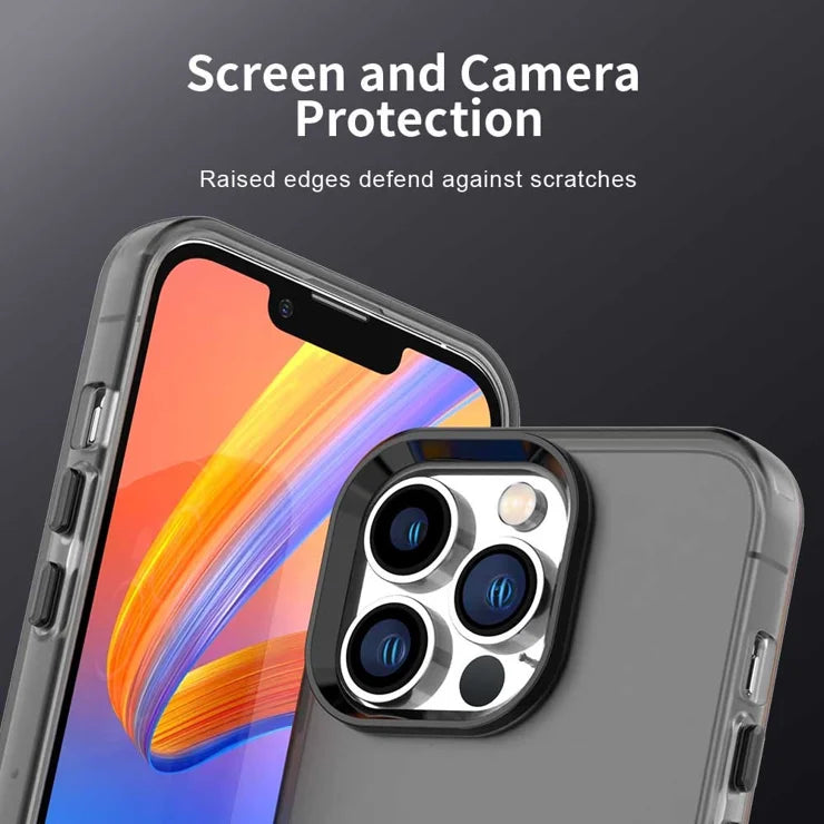 iPhone 13 Pro Max Case PC+TPU+PET Matte Anti-Drop Phone Back Cover - Black