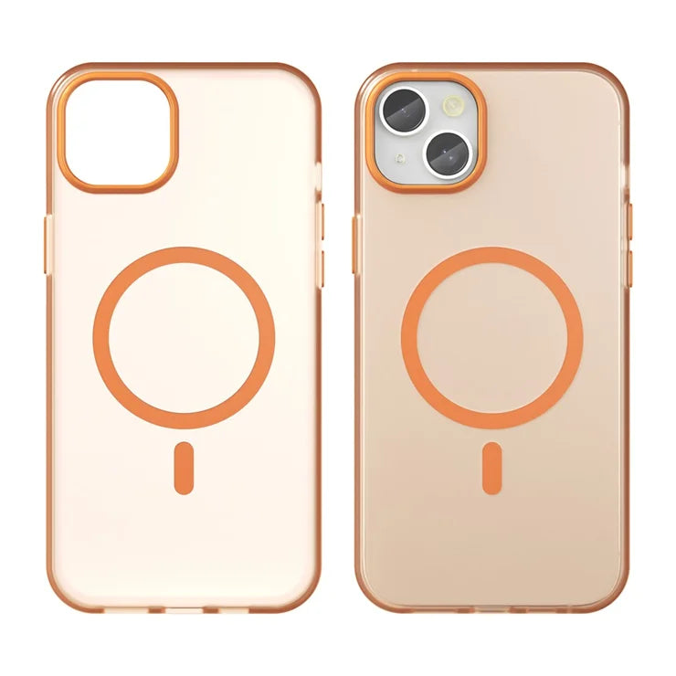 iPhone 15 Plus / 14 Plus Magnetic Case Translucent Matte Anti-Fingerprint Phone Cover - Orange