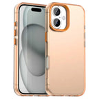 iPhone 16 Case PC+TPU+PET Matte Anti-Drop Phone Back Cover - Orange