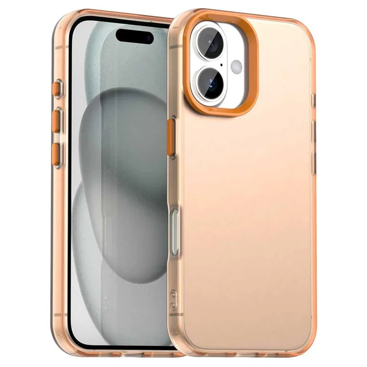 iPhone 16 Case PC+TPU+PET Matte Anti-Drop Phone Back Cover - Orange