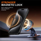 iPhone 15 Pro Max Magnetic Case Ring Kickstand Slide Camera Cover TPU PC Hybrid Phone Shell - Black