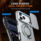 iPhone 17 Pro Magnetic Case Ring Kickstand Slide Camera Cover TPU PC Hybrid Phone Shell - Grey