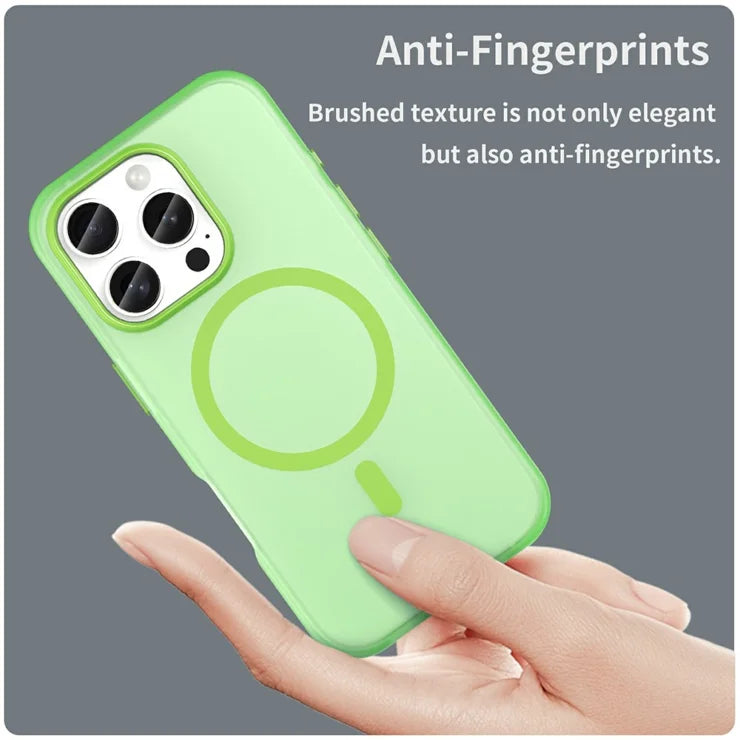 iPhone 16 Pro Case Compatible with MagSafe TPU + PC Slim Matte Translucent Phone Cover - Green