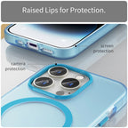 Magnetic Case for iPhone 14 Pro Max Compatible with MagSafe Translucent Matte Back Cover - Blue