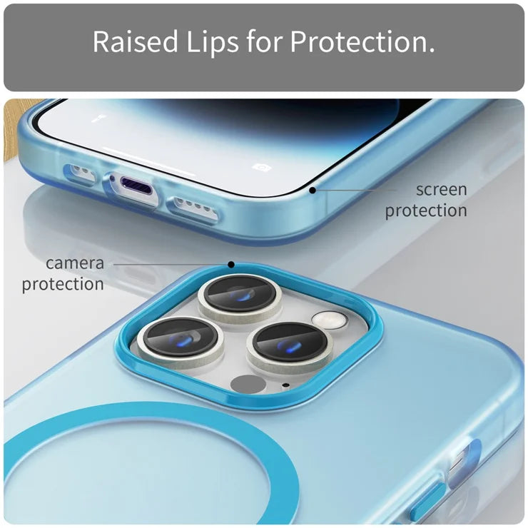 Magnetic Case for iPhone 14 Pro Max Compatible with MagSafe Translucent Matte Back Cover - Blue