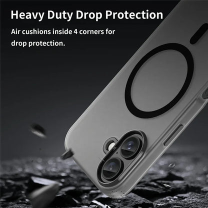 iPhone 16 Case Compatible with MagSafe TPU + PC Slim Matte Translucent Phone Cover - Black