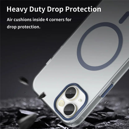 iPhone 15 Plus / 14 Plus Magnetic Case Translucent Matte Anti-Fingerprint Phone Cover - Dark Blue