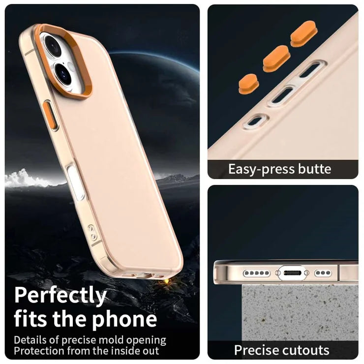 iPhone 16 Plus Case PC+TPU+PET Matte Anti-drop Phone Back Cover - Orange