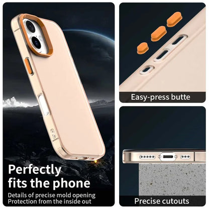 iPhone 16 Plus Case PC+TPU+PET Matte Anti-drop Phone Back Cover - Orange