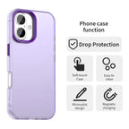 iPhone 16 Plus Case PC+TPU+PET Matte Anti-drop Phone Back Cover - Purple