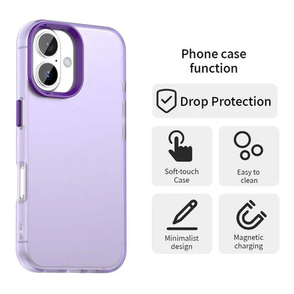 iPhone 16 Plus Case PC+TPU+PET Matte Anti-drop Phone Back Cover - Purple